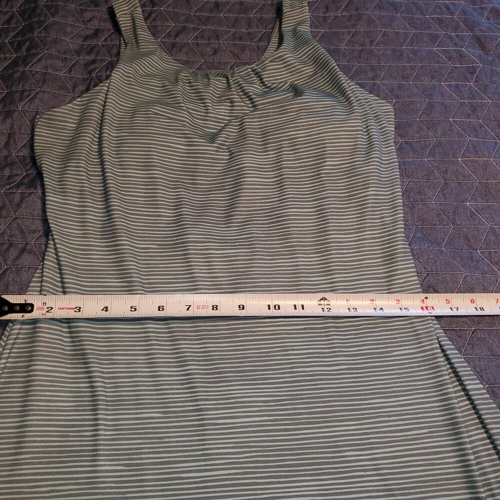 prAna Skypath Dress M Teal Gray Stripe Built In Bra Midi Active Outdooor - Picture 9 of 10